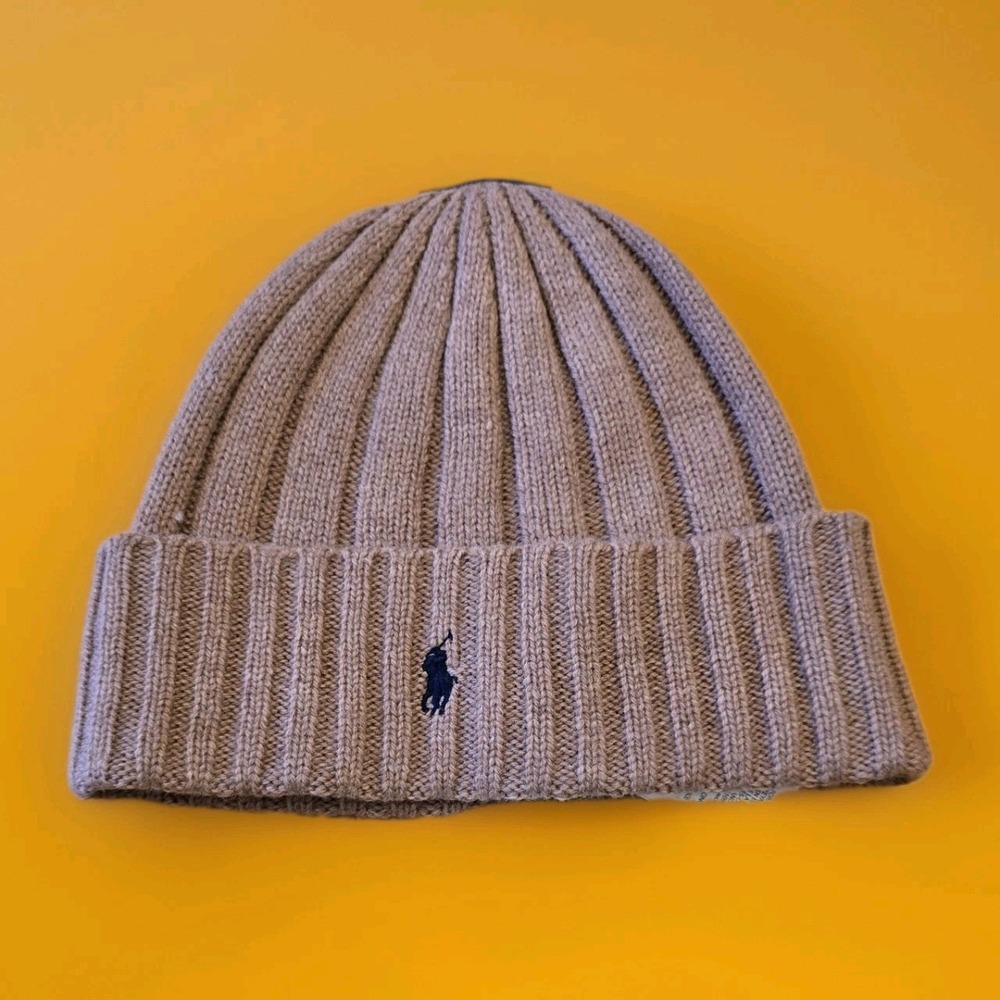 Polo Ralph Lauren Men's Beanie Skull Cap NWT Brown One Size  50% Wool 50% Nylon